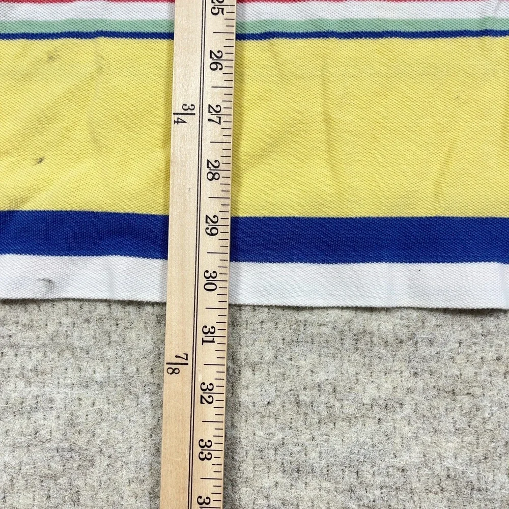 Polo Ralph Lauren Polo Shirt Men 2XB Yellow Blue Striped Mesh Rugby VTG Y2K *